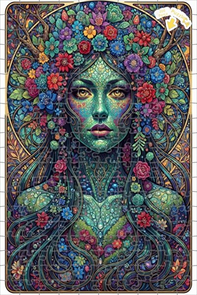 Teona Ahşap لوحة فنية خشبية مؤطرة بطبقتين تحمل عنوان 'الإلهة الرئيسية للطبيعة...