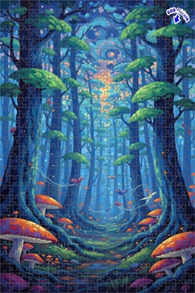 Teona Ahşap لغز خشبي مؤطر بطبقتين بمظهر لوحة زيتية، بتصميم توضيحي للغابة السح...