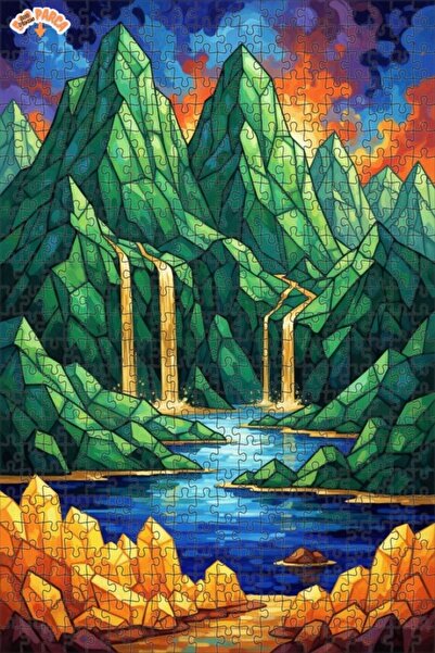 Teona Ahşap لغز خشبي مؤطر بطبقتين بمظهر الشلالات الكريستالية الأسطورية، 500 ق...