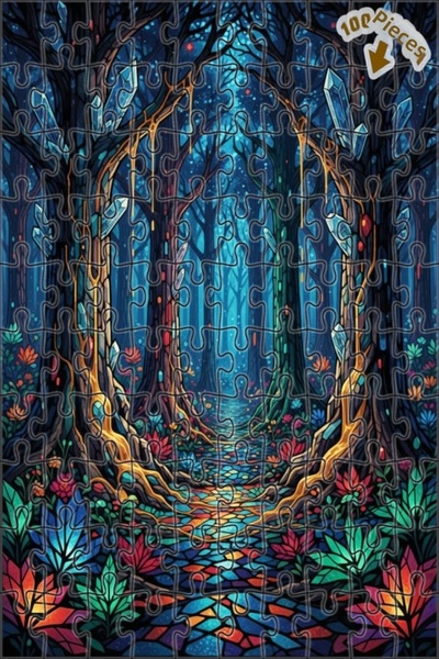 Teona Ahşap لغز خشبي مؤطر بطبقتين من فن الغابة الكريستالية السحرية 100 قطعة 2...