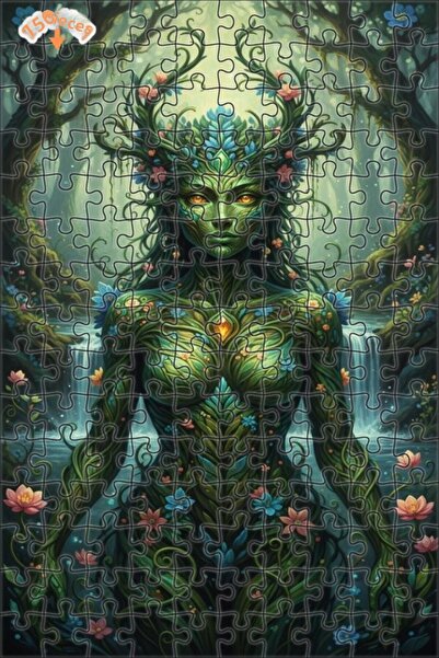 Teona Ahşap لغز خشبي بإطار مزدوج الطبقات بمظهر لوحة زيتية لملكة الغابة الخضرا...