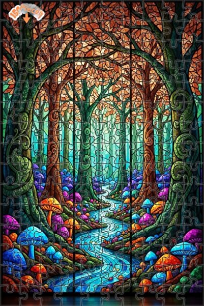 Teona Ahşap ألغاز خشبية ملونة على شكل فطر في غابة سحرية بإطار مزدوج الطبقات 1...