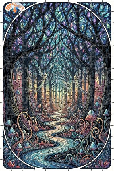 Teona Ahşap لغز خشبي فني بمظهر لوحة زيتية لجداول الغابة السحرية 150 قطعة 20×30