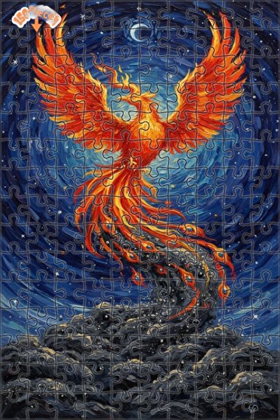 Teona Ahşap لغز خشبي بإطار مزدوج الطبقات بمظهر لوحة زيتية لطائر العنقاء المتو...