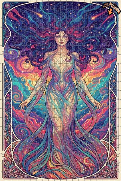 Teona Ahşap لوحة فنية بتأثير الألوان المائية على شكل نغمات السماء، لغز خشبي ب...