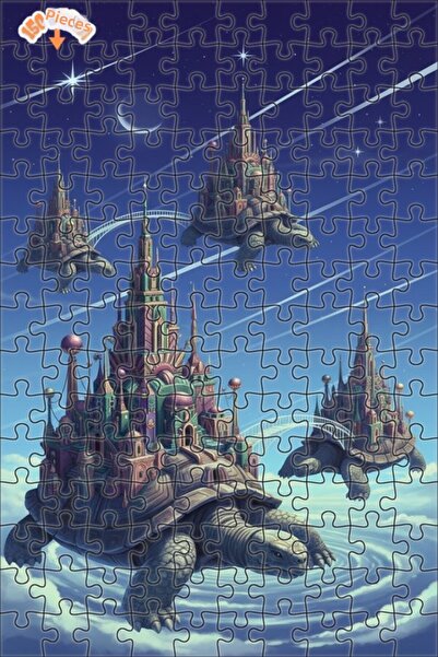 Teona Ahşap لغز خشبي على شكل سلحفاة عملاقة طائرة بمظهر لوحة زيتية 150 قطعة 20×30