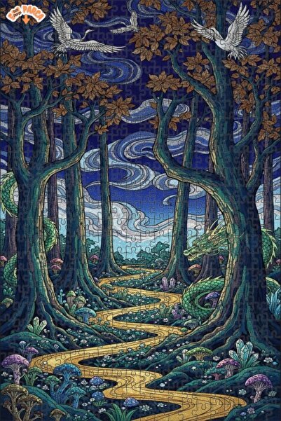 Teona Ahşap لغز خشبي مؤطر مكون من طابقين، لوحة زيتية بتصميم تنين الغابة الغام...