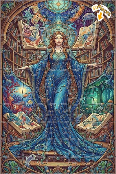 Teona Ahşap لغز خشبي مؤطر بطبقتين بمظهر لوحة زيتية لإلهة الحكمة الغامضة 50 قط...