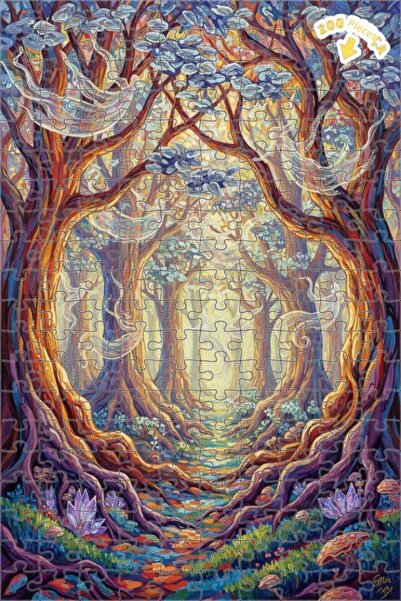 Teona Ahşap لغز خشبي مؤطر بطبقتين بمظهر لوحة زيتية لجنات سحرية، 200 قطعة، 25×35