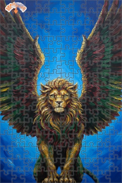 Teona Ahşap لغز خشبي على شكل أسد مجنح بمظهر لوحة زيتية، لغز خشبي بإطار مزدوج ...