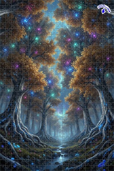 Teona Ahşap لغز خشبي بإطار مزدوج الطبقات بمظهر لوحة زيتية يشبه أضواء الغابة ا...