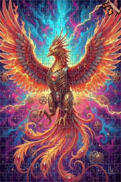 Teona Ahşap لغز خشبي ميكانيكي على شكل طائر الفينيق مع طبقة مزدوجة وإطار، بمظه...