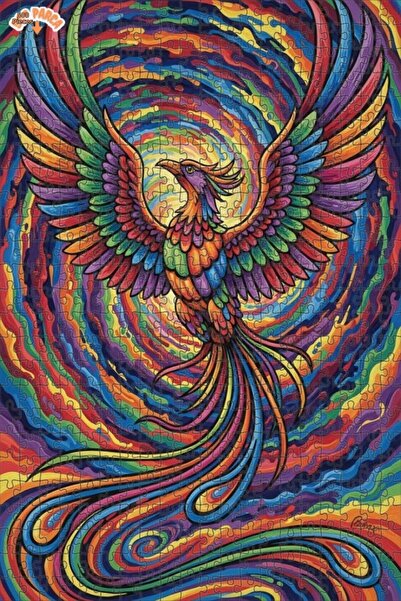 Teona Ahşap لغز خشبي بإطار مزدوج الطبقات بمظهر لوحة زيتية لطائر الفينيق قوس ق...