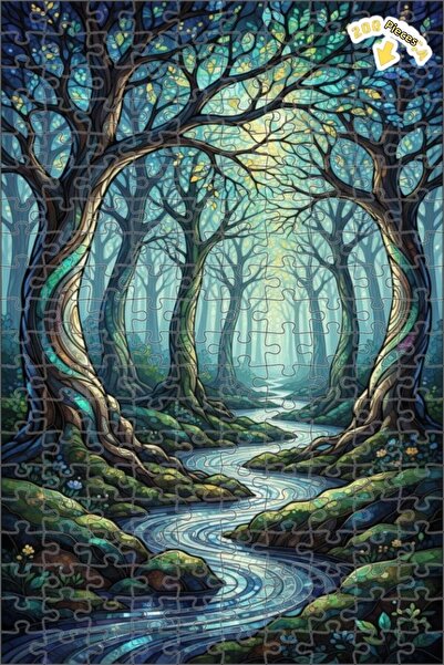 Teona Ahşap لغز خشبي بإطار ذو طابقين بمظهر فسيفساء ساحر من الغابة 200 قطعة 25x35