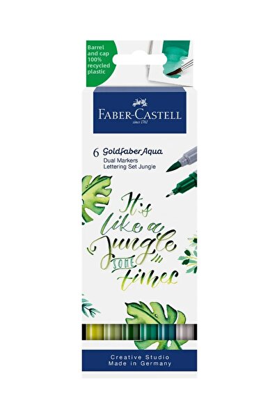 Faber Castell Разтворими маркери с 2 върха, комплект от 6 броя, за надписи, Д...