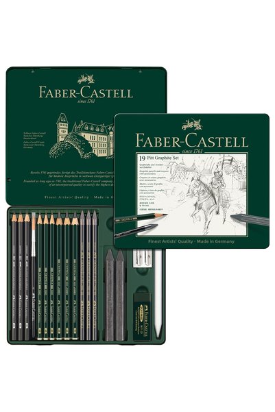 Faber Castell Pitt Graphite Art Set,Black,19 Pieces,With Charcoal Pencils and Accessories,Ideal for Shading and Sketching