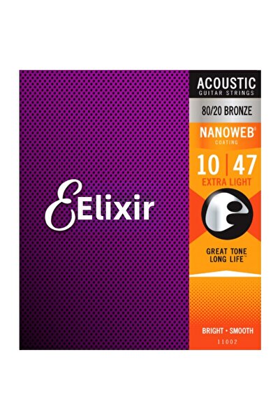 Elixir 11002 نانو ويب 80/20 سلك جيتار صوتي برونزي (10-47)