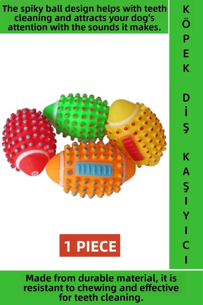 Wintoup كرة لعب متينة للحيوانات الأليفة مع صوت جذاب ولون ملون وتأثير تدليك فع...