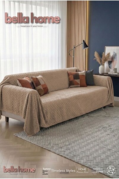 Bella Home Wellsoft Sponge Sofa Cover – Soft Textured, Non-Slip Base - Cappuc...