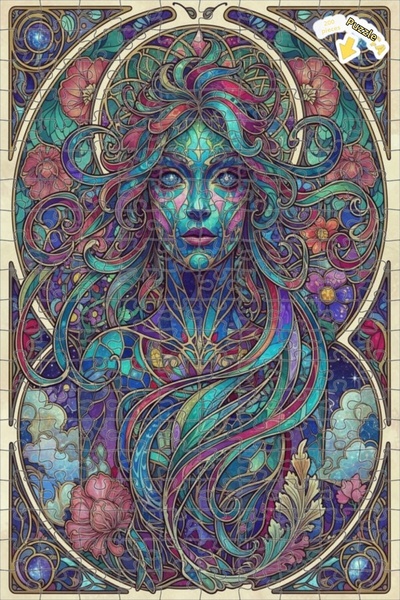 Teona Ahşap لغز خشبي ملون بتصميم آرت نوفو لصورة امرأة، مقطوع بالليزر، بإطار م...