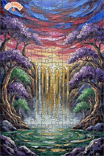 Teona Ahşap لغز خشبي بتصميم شلال سحري بمظهر لوحة زيتية، لغز خشبي بإطار مزدوج ...