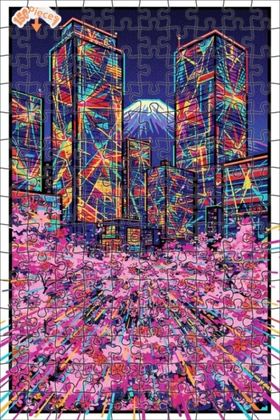 Teona Ahşap لغز خشبي بإطار مزدوج الطبقات بمظهر لوحة زيتية من نيو طوكيو ساكورا...