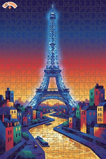Teona Ahşap برج إيفل في باريس، منظر مائي، فن حديث، لغز خشبي بإطار مزدوج الطبق...