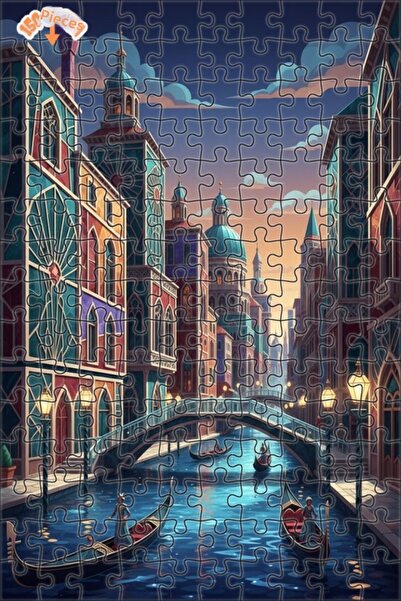 Teona Ahşap لغز خشبي بإطار من طابقين بصورة سحرية من فينيسيا 150 قطعة 20x30