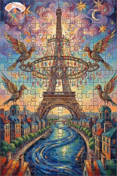 Teona Ahşap لوحة فنية بتصميم طيور باريس بمظهر اللوحات الزيتية، لغز خشبي بإطار...