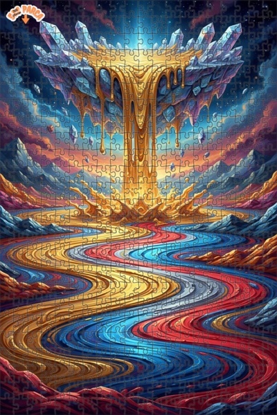 Teona Ahşap لغز خشبي بإطار مزدوج الطبقات على شكل شلال كريستالي 500 قطعة 50x30