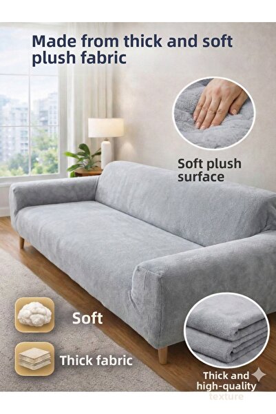 Faiend Plush 3 Seater Welsoft Sofa Cover |   Elastic Seat Cover | Sofa Bed Co...