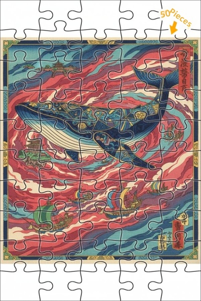 Teona Ahşap لغز خشبي بإطار ذو طابقين بتصميم حديث يشبه لوحة زيتية لرحلة الحوت ...