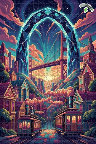 Teona Ahşap Light Globe Bridge Art Wooden Puzzle 800 Pieces 70X50