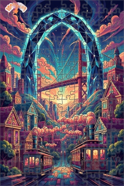 Teona Ahşap Light Globe Bridge Art Wooden Puzzle 150 Pieces 20X30