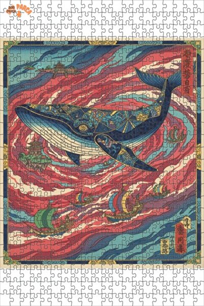 Teona Ahşap لغز خشبي بإطار من طابقين من الفن الحديث لرحلة الحوت 500 قطعة 50x30