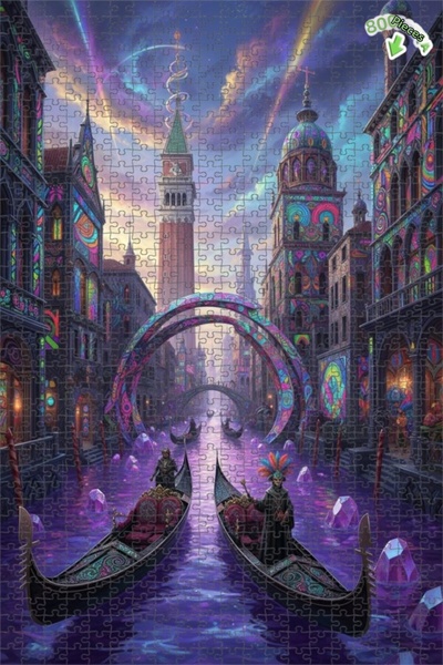 Teona Ahşap لغز خشبي ملون بإطار مزدوج الطبقات لكرنفال البندقية 800 قطعة 70x50