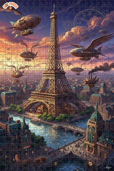 Teona Ahşap لغز خشبي بإطار مزدوج الطبقات بتصميم مناظر باريسية على طراز ستيمبا...