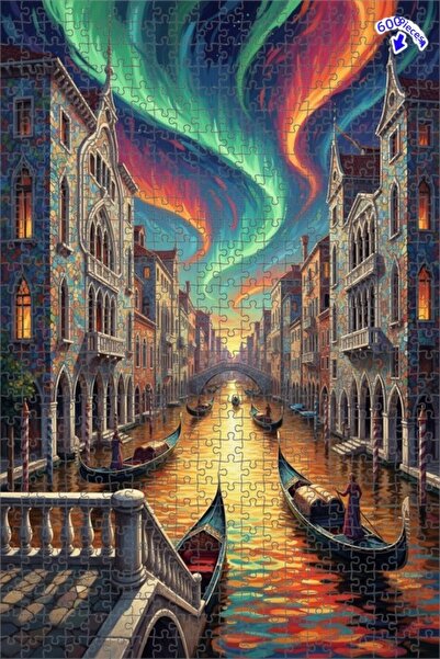 Teona Ahşap لوحة زيتية ملونة لليالي البندقية، لغز خشبي بإطار ذو طابقين، 600 ق...