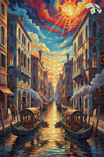 Teona Ahşap لغز خشبي بإطار مزدوج الطبقات بمظهر لوحة زيتية على طراز ستيمبانك ف...