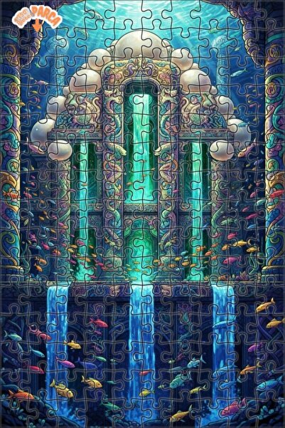 Teona Ahşap لغز خشبي بإطار ذو طابقين بمظهر لوحة زيتية لقصر حورية البحر 150 قط...