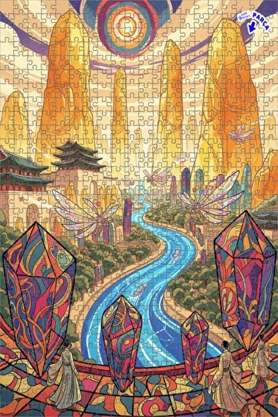 Teona Ahşap لغز خشبي رائع بإطار مزدوج الطبقات من فن الوادي الكريستالي الخيالي...