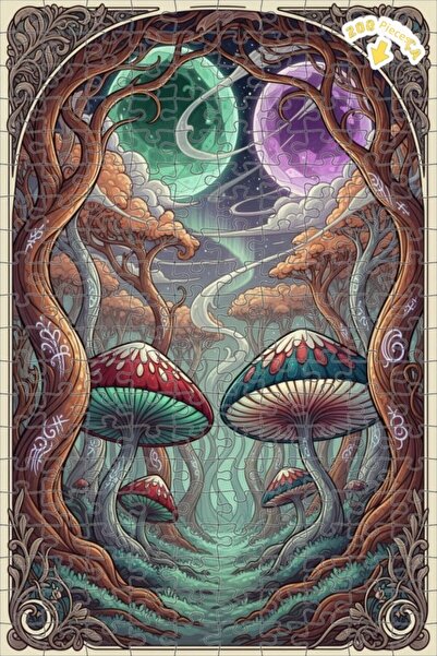 Teona Ahşap لغز خشبي على شكل فطر الغابة الرائع ذو طبقتين 200 قطعة 25x35