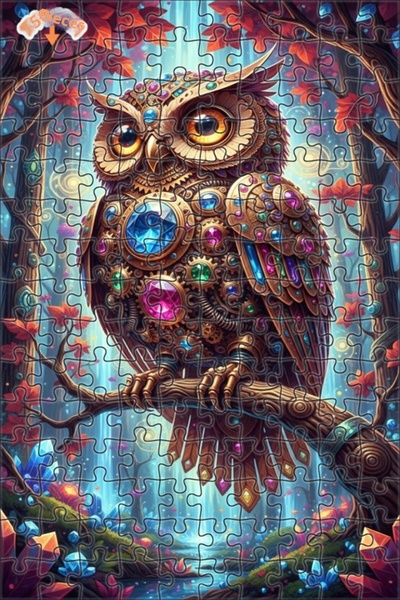 Teona Ahşap لغز خشبي على شكل بومة الغابة السحرية بمظهر ستيمبانك 150 قطعة 20x30