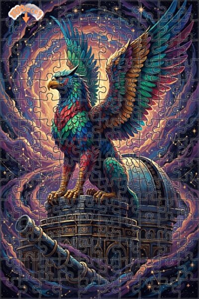 Teona Ahşap Majestic Winged Mythical Creature Oil Painting Double-Deck Framed...