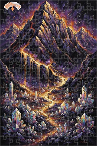Teona Ahşap Crystal Valley Lava Flow Oil Painting Look Double Layer Framed Wo...