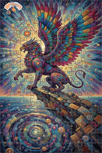 Teona Ahşap الخلية الخيالية في الرسومات: مخلوق أسطوري جريفين، لوحة زيتية، أحج...