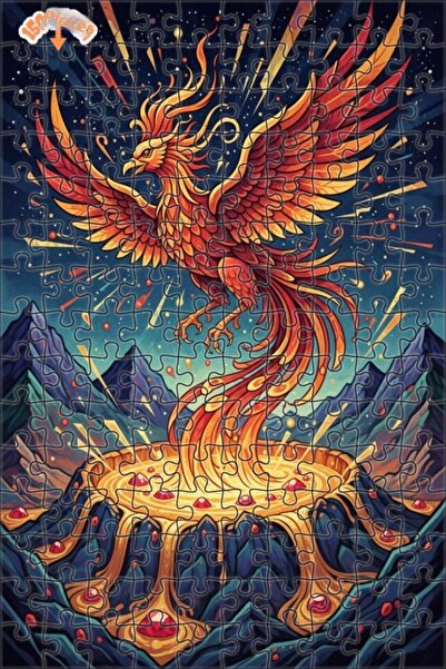 Teona Ahşap Flame Phoenix Watercolor Look Art 150 Pieces 20X30