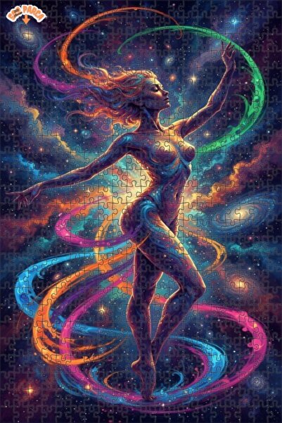Teona Ahşap Dance of the Universe Oil Painting Look Modern Art Double Layer F...