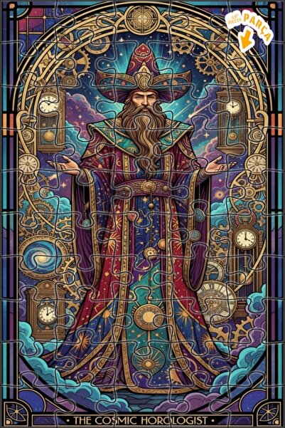 Teona Ahşap لغز فني خشبي ذو طبقتين على شكل ساعة فلكية بتصميم زيتوني اللون، 50...