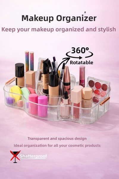 Comprox 360 Degree Rotating Acrylic Makeup and Jewelry Organizer – 14 Compart...